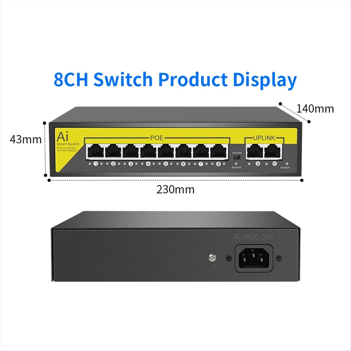 48V 8Ports POE Switch Ethernet - Security Ip Camera recension och pris
