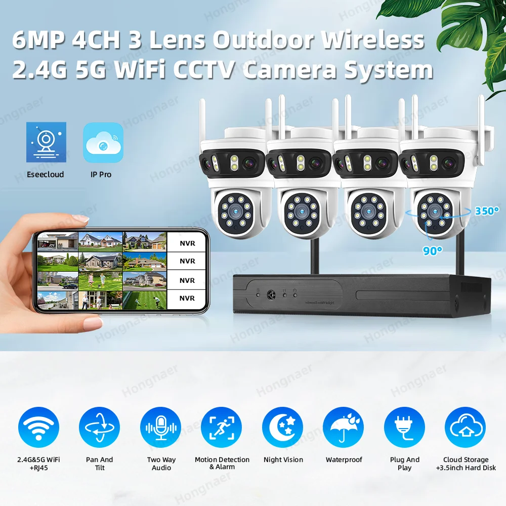 2026 Hongnaer 6MP 4CH 3 Lens 2 - Security Ip Camera recension och pris