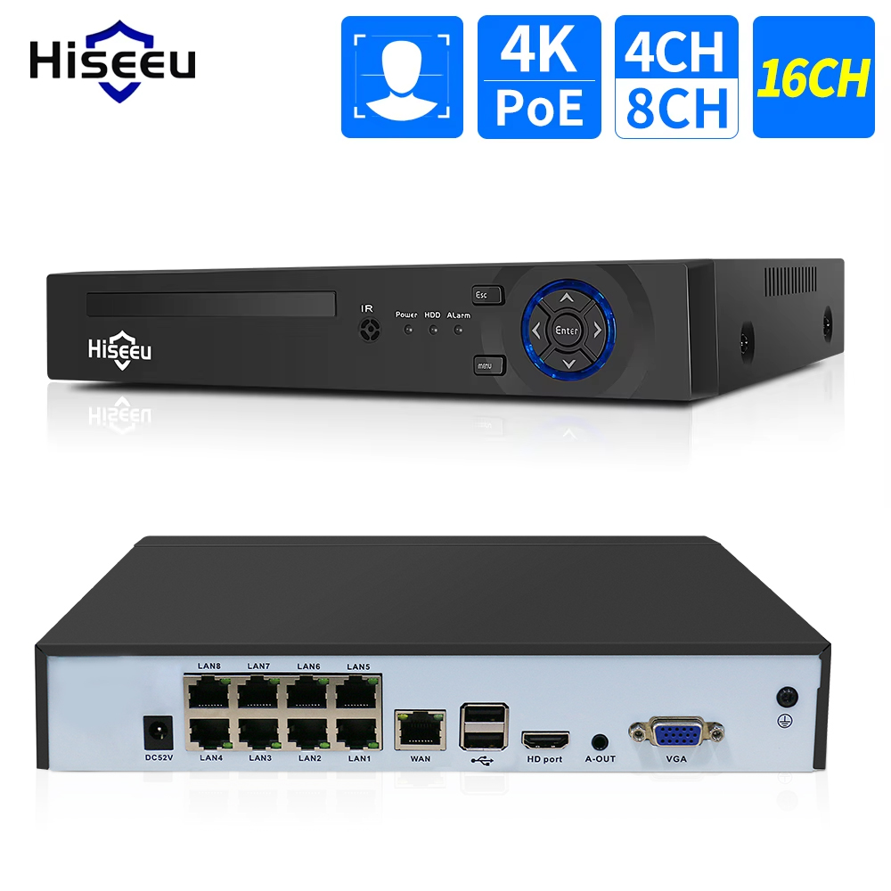 Hiseeu 4CH 10CH 16CH 4K 8MP 5M - Security Ip Camera recension och pris