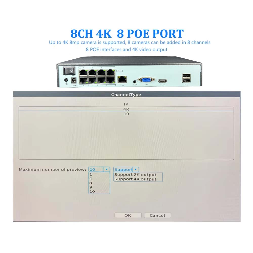 4K 10CH NVR 4/8Port POE For 8M - Security Ip Camera recension och pris
